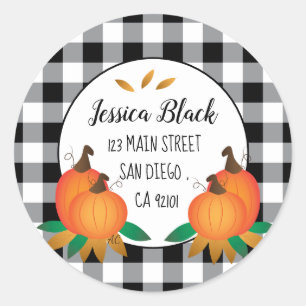 Fall Black Buffalo Check Return Address Stickers