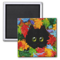 Fall Black Cats Creationarts Magnet