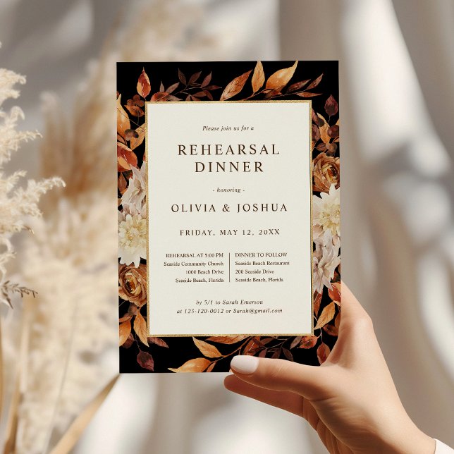 Fall Black Wedding Rehearsal Dinner Invitation (Fall Black Wedding Rehearsal Dinner Invitation
)