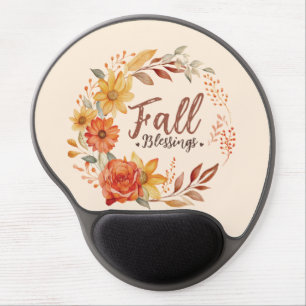 Fall Blessings – Autumn Leaves & Floral Wreath Gel Mouse Pad