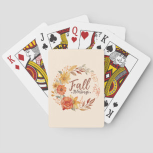 Fall Blessings – Autumn Leaves & Floral Wreath Poker Cards