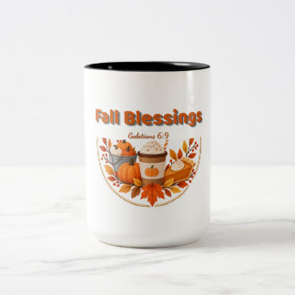 Fall Blessings Hoodie, Christian Autumn Pumpkin Two-Tone Coffee Mug