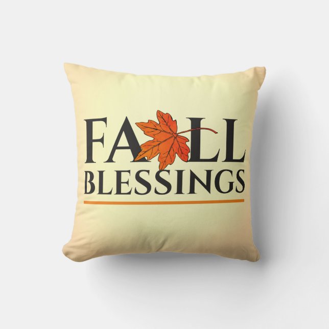 Fall Blessings Throw Pillow (Front)