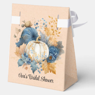 Fall Blue and Orange Pumpkin Peony Wedding Favor Boxes