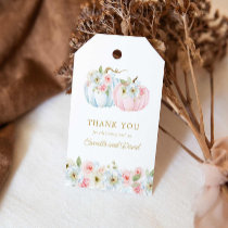 Fall Blue and Pink Pumpkin Gender Reveal Gift Tags