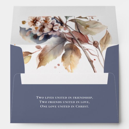 Fall Blue Gold Red Leaves Christian Quote Wedding Envelope
