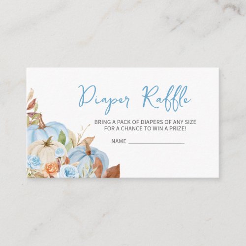 Fall Blue Pumpkin Baby Shower Diaper Raffle Enclosure Card