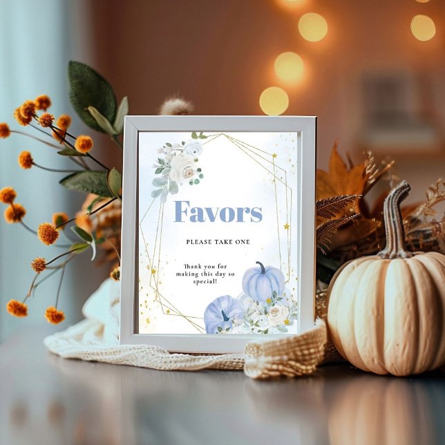Fall Blue Pumpkin Boy Baby shower Favors Sign (Creator Uploaded)