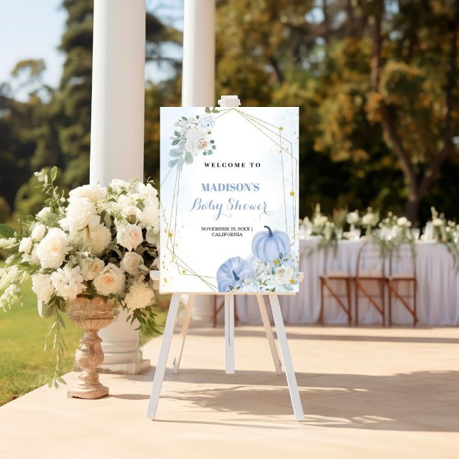 Fall Blue Pumpkin  Boy Baby shower Welcome Sign (Creator Uploaded)