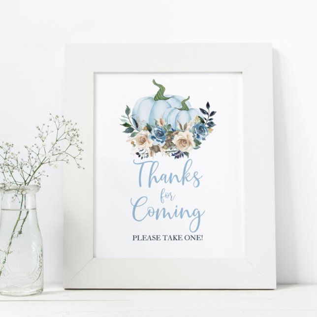 Fall Blue Pumpkin Boy Shower Thanks for Coming Poster (Creator Uploaded)