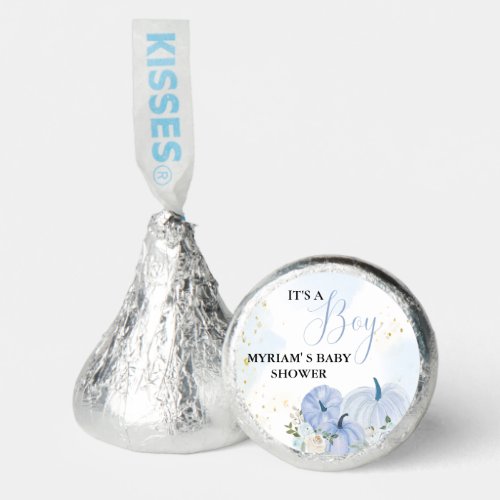 Fall Blue Pumpkin  Floral Boy  Baby shower  Hersheys Kisses