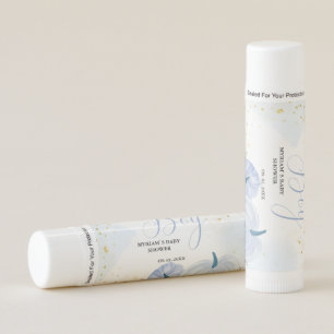 Fall Blue Pumpkin Floral Boy Baby shower Lip Balm