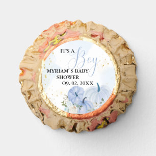 Fall Blue Pumpkin Floral Boy Baby shower Reese's Peanut Butter Cups