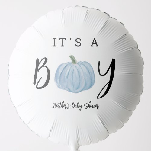 Fall Blue Pumpkin Its A Boy Baby Shower  Balloon
