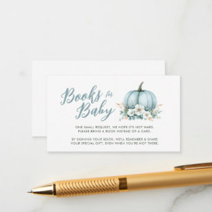 Fall Blue Pumpkin On His Way Books for Baby Enclosure Card