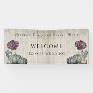 Fall Blue Pumpkin Rustic Wedding  Barn Wood   Banner