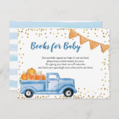 Fall Blue Pumpkin Truck Books for Baby Card (Front/Back)