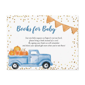 Fall Blue Pumpkin Truck Books for Baby Card
