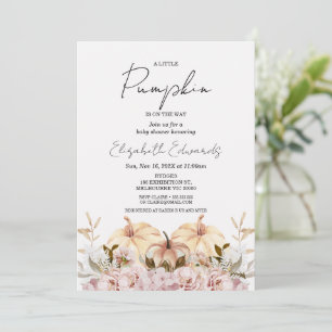 Fall Blush Boho Floral Little Pumpkin Baby Shower Invitation