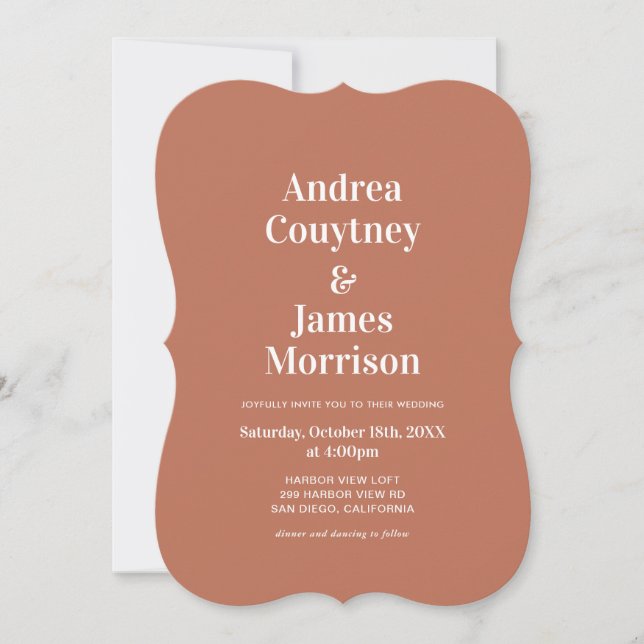 Fall Blush Terracotta Wedding Invitation (Front)