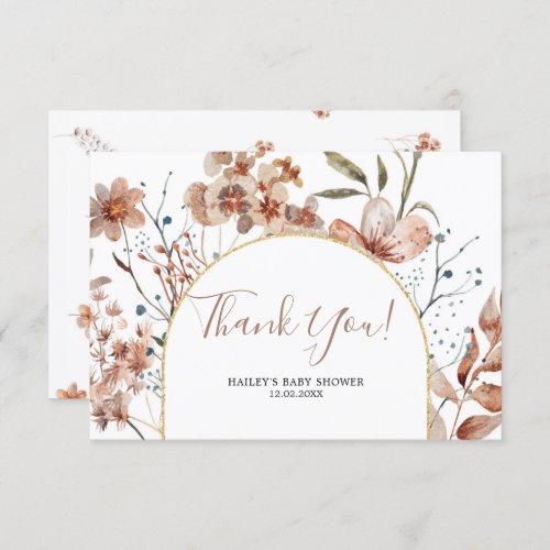 Fall Boho Baby Shower Thank You Card