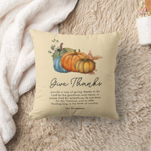 Fall Boho Beige Autumn Pumpkin ThanksGiving Throw Pillow