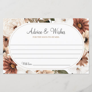 Fall Boho Bridal Shower Advice Card