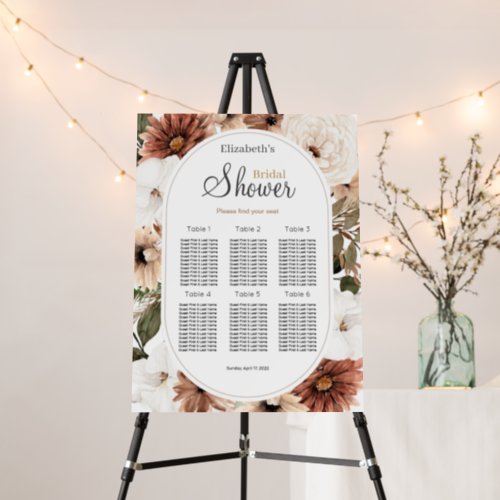 Fall Boho Bridal Shower Seating Chart Foam Boards