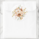 Fall Boho Burnt Orange Flower Garden Wedding Classic Round Sticker<br><div class="desc">These beautiful boho sticker labels are the perfect extra touch to your fall garden theme event. Personalize the napkins with your details and if you want to further re-arrange the style and placement of the text,  please press the "Click to customize further" button.</div>