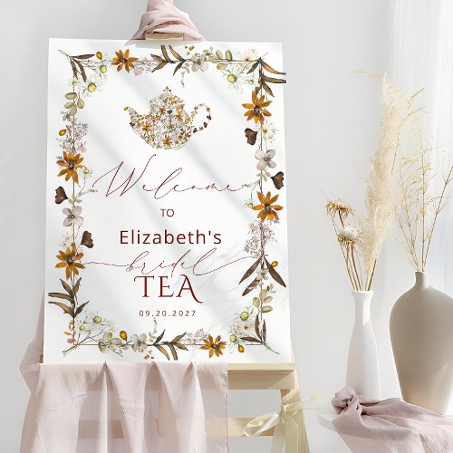 Fall Boho Chic Wildflower Welcome Bridal Tea Foam Board