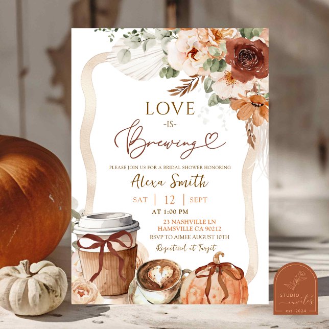 Fall Boho Coquette Pumpkin Tea Party Bridal Shower Invitation (Creator Uploaded)
