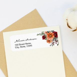 Fall Boho Floral Bridal Shower Return Label