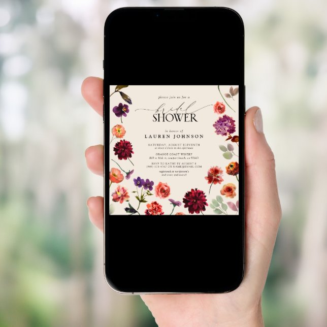 Fall Boho Floral Garden Terracotta Bridal Shower Invitation (Front Digital)