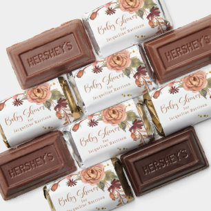 Fall BOHO Flowers Burgundy Terracotta Baby Shower Hershey's Miniatures