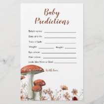 Fall Boho Mushroom Floral Baby Prediction Card