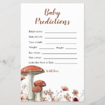 Fall Boho Mushroom Floral Baby Prediction Card