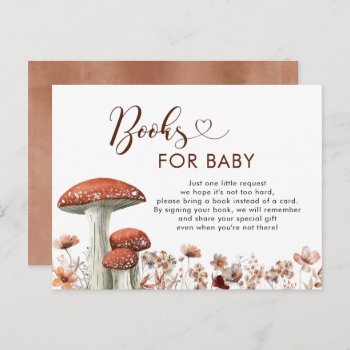 Fall Boho Mushroom Floral Books For Baby Invitation Postcard by PumpkinDesignCard at Zazzle