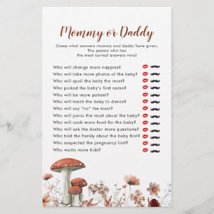 Fall Boho Mushroom Floral Mommy or Daddy Games