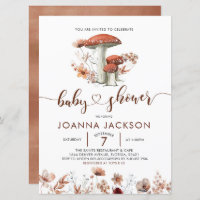 Fall Boho Mushroom Fungi Baby Shower Invitation