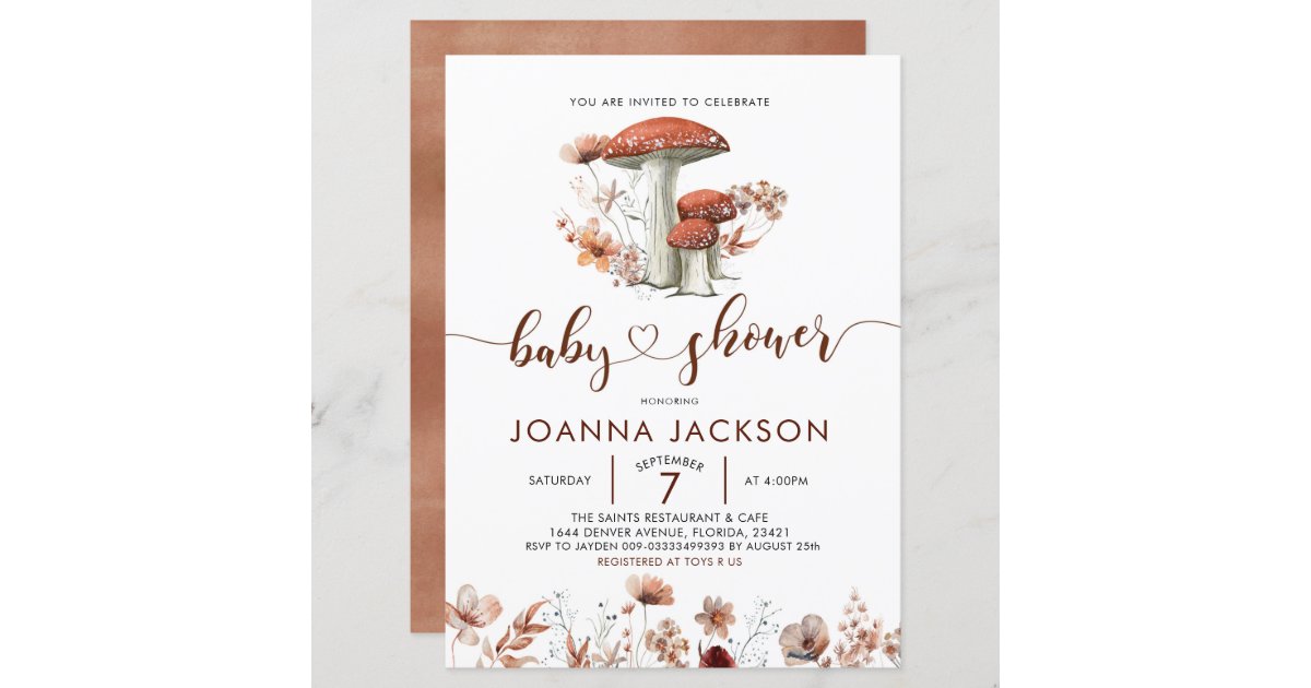 Mushroom Baby Shower Invitation Template, Cottagecore Baby Shower Invite, A  Little One is on the Way, Amanita Invitation, MUSHIE 