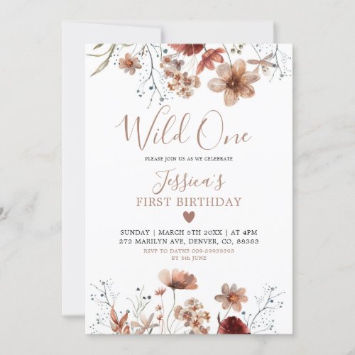 Fall Boho Our Little Wild One Is Turning One Invit Invitation