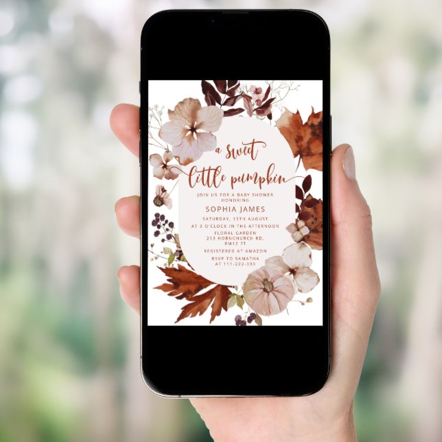 Fall Boho pumpkin baby shower Invitation (Front Digital)