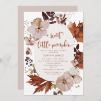 Fall Boho pumpkin baby shower Invitation