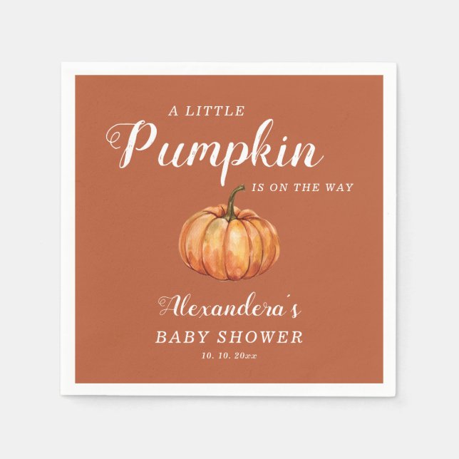 Fall Boho Pumpkin Baby Shower Napkins (Front)
