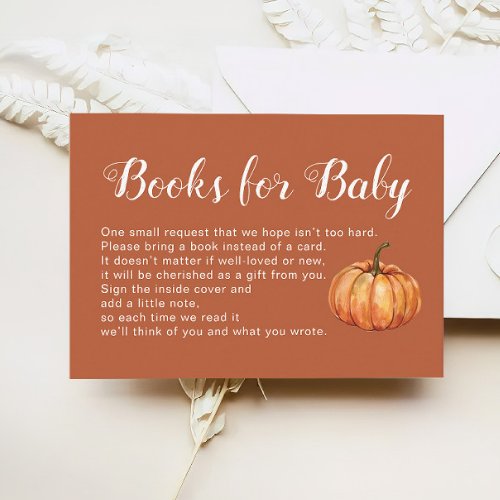 Fall Boho Pumpkin Books for Baby Shower Enclosure Card