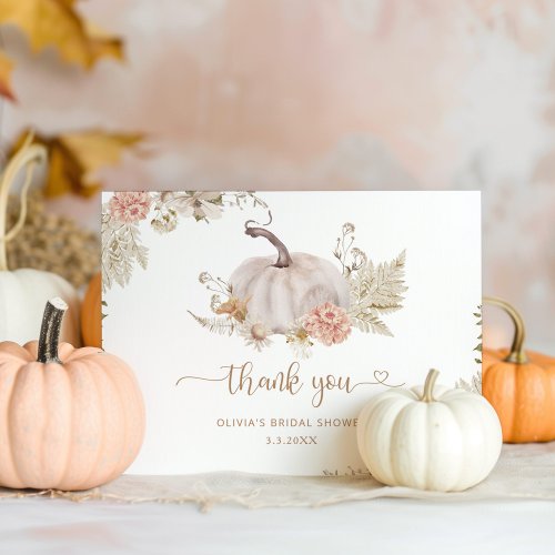Fall Boho pumpkin bridal shower thank you card