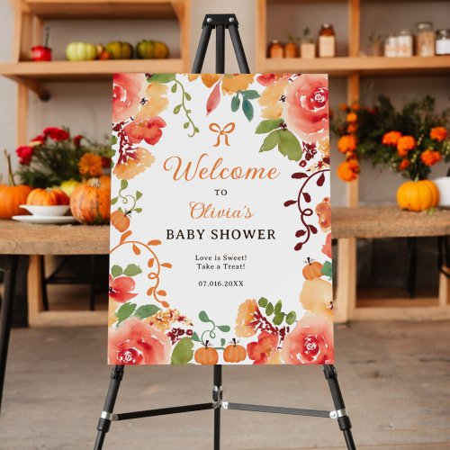 Fall Boho pumpkin floral baby shower welcome Foam Board