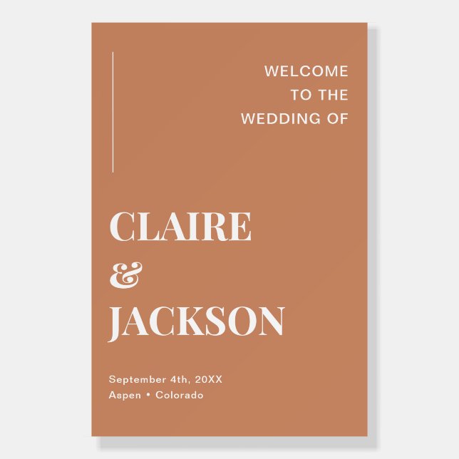 Fall Boho Rust Burnt Orange Wedding Welcome Sign (Front)