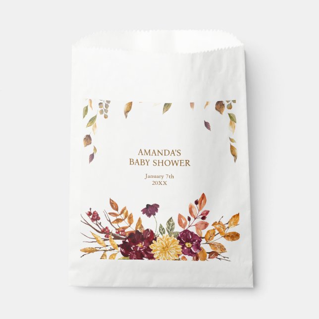 Fall boho Rustic Baby Shower Favor Bag (Front)