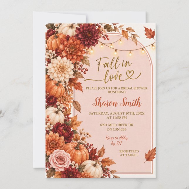 Fall Boho Rustic Bridal Shower invitation (Front)